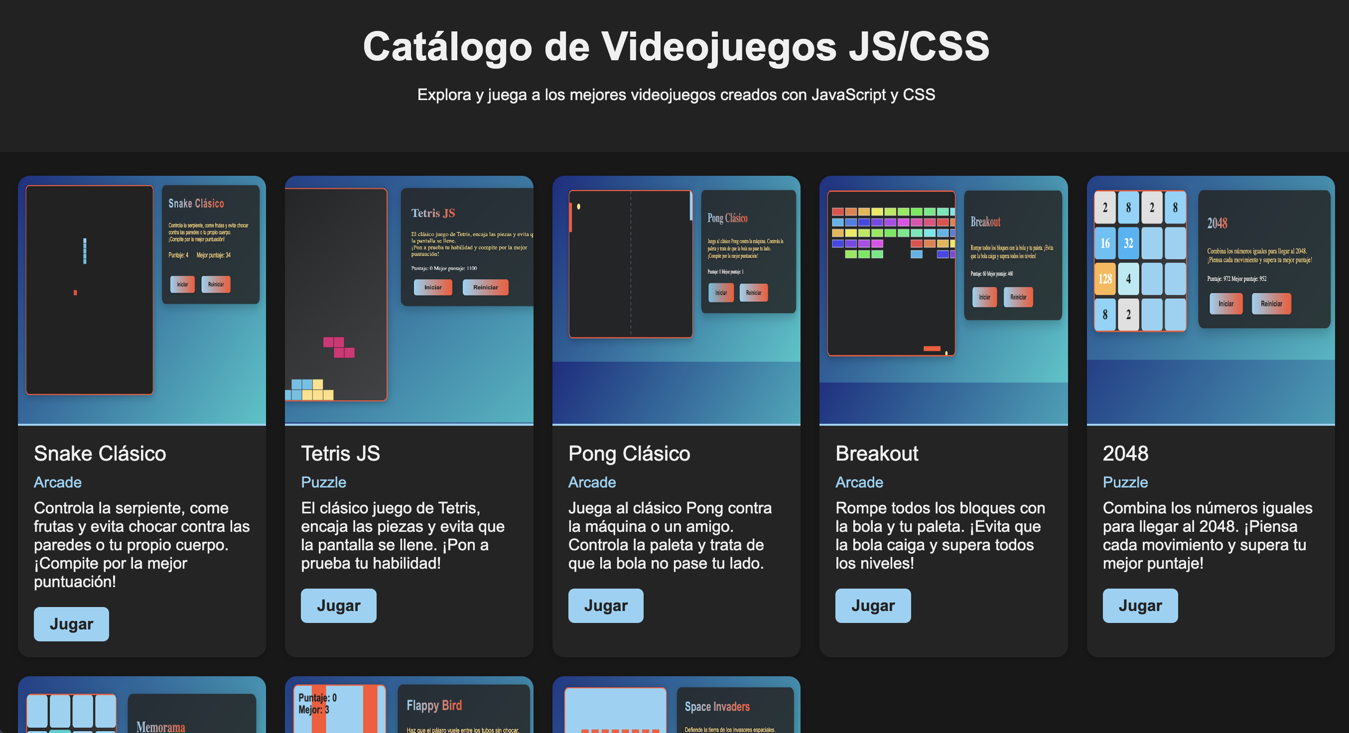Games - Catálogo de Videojuegos JS/CSS