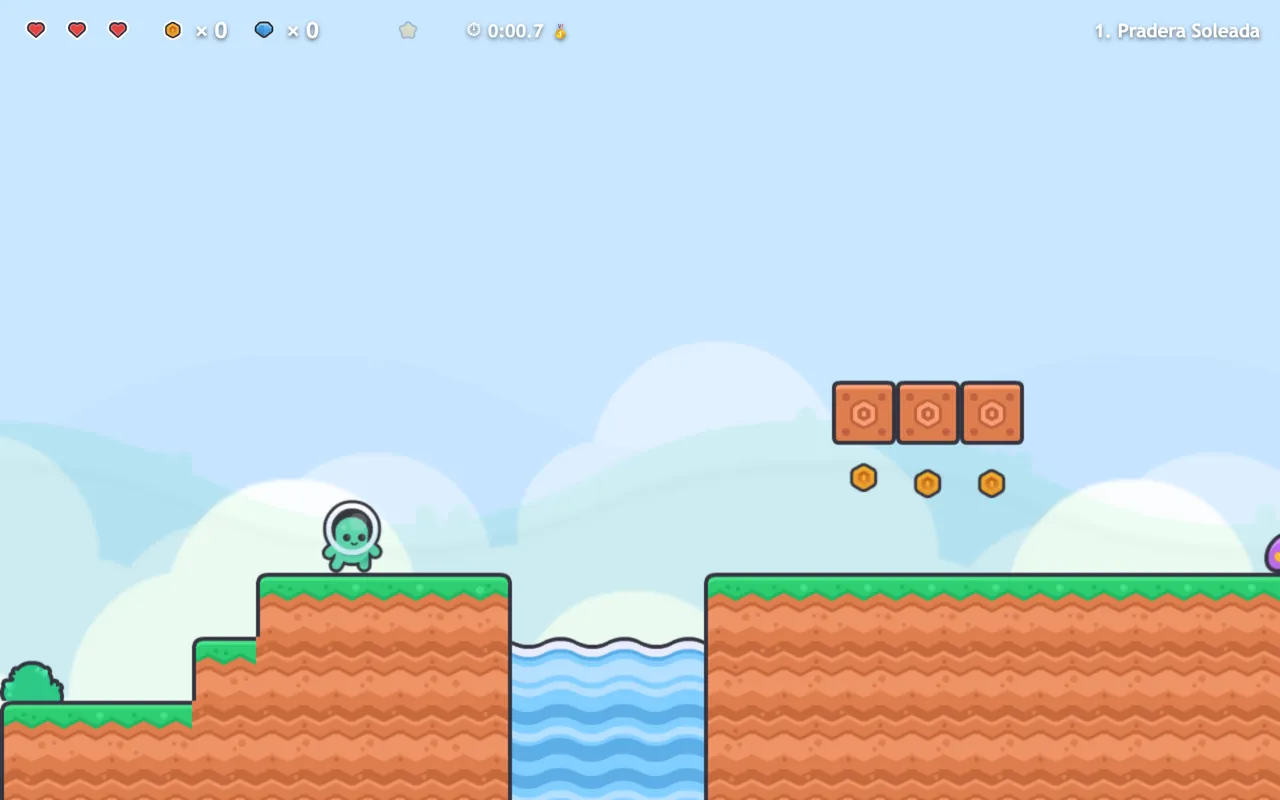 Primer nivel de Plataformer: Pradera Soleada